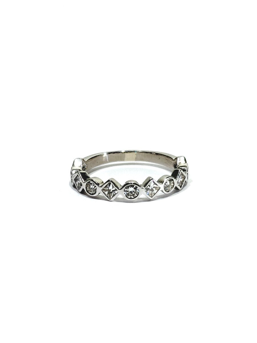 Half-round White Gold Diamond Wedding Ring-photo-3