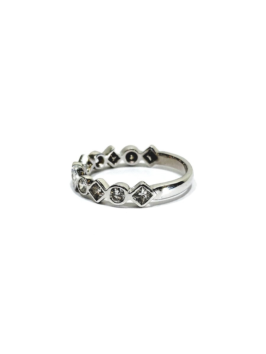 Half-round White Gold Diamond Wedding Ring-photo-4