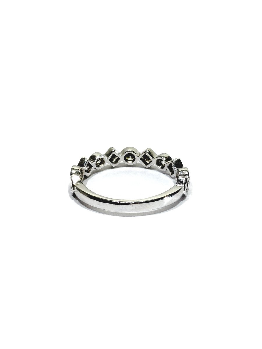 Half-round White Gold Diamond Wedding Ring-photo-1