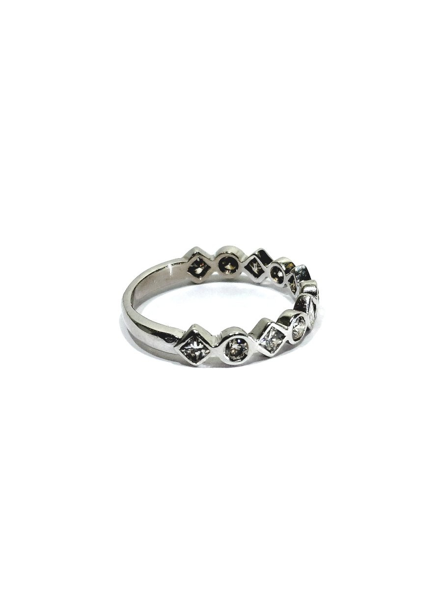 Half-round White Gold Diamond Wedding Ring-photo-2