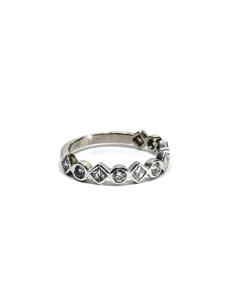 Half-round White Gold Diamond Wedding Ring-photo-3
