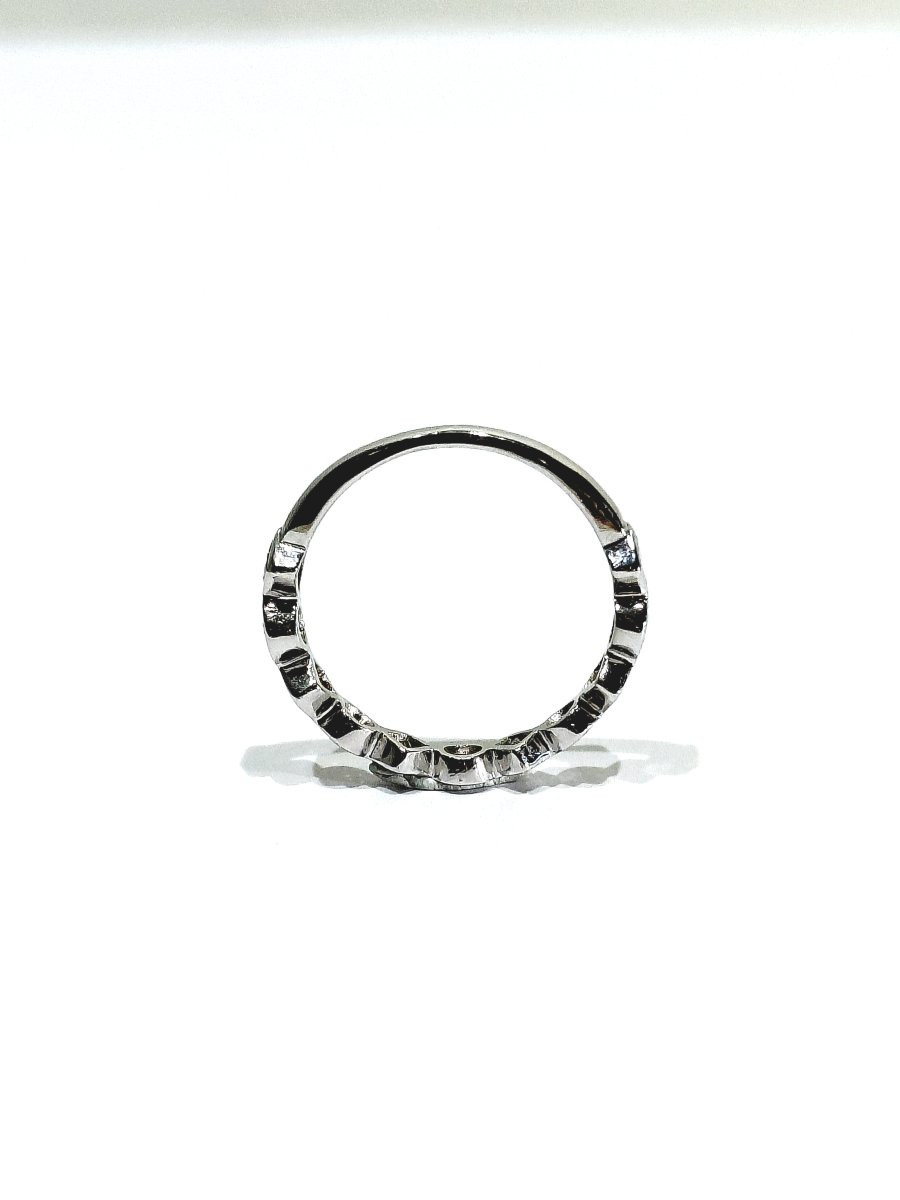 Half-round White Gold Diamond Wedding Ring-photo-5
