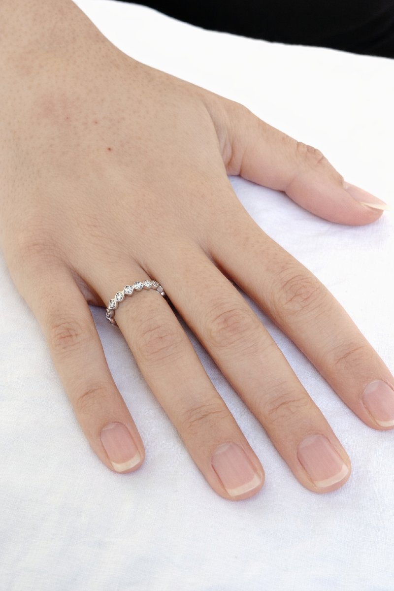 Half-round White Gold Diamond Wedding Ring-photo-6