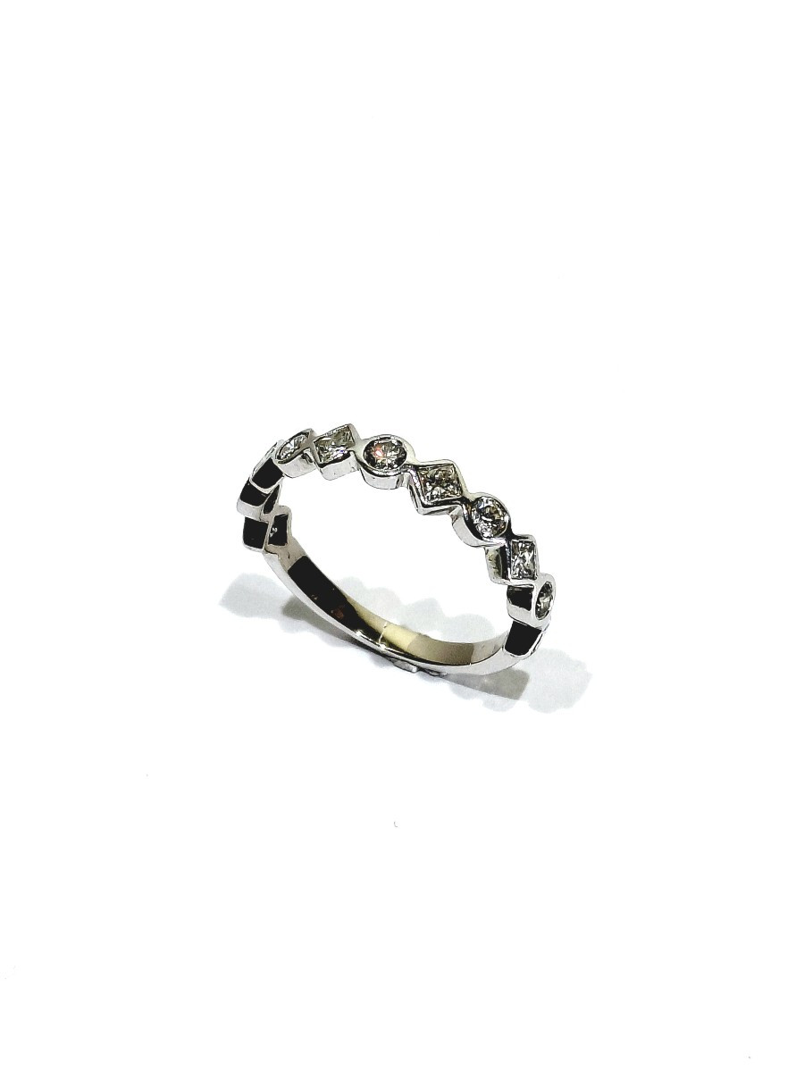 Half-round White Gold Diamond Wedding Ring