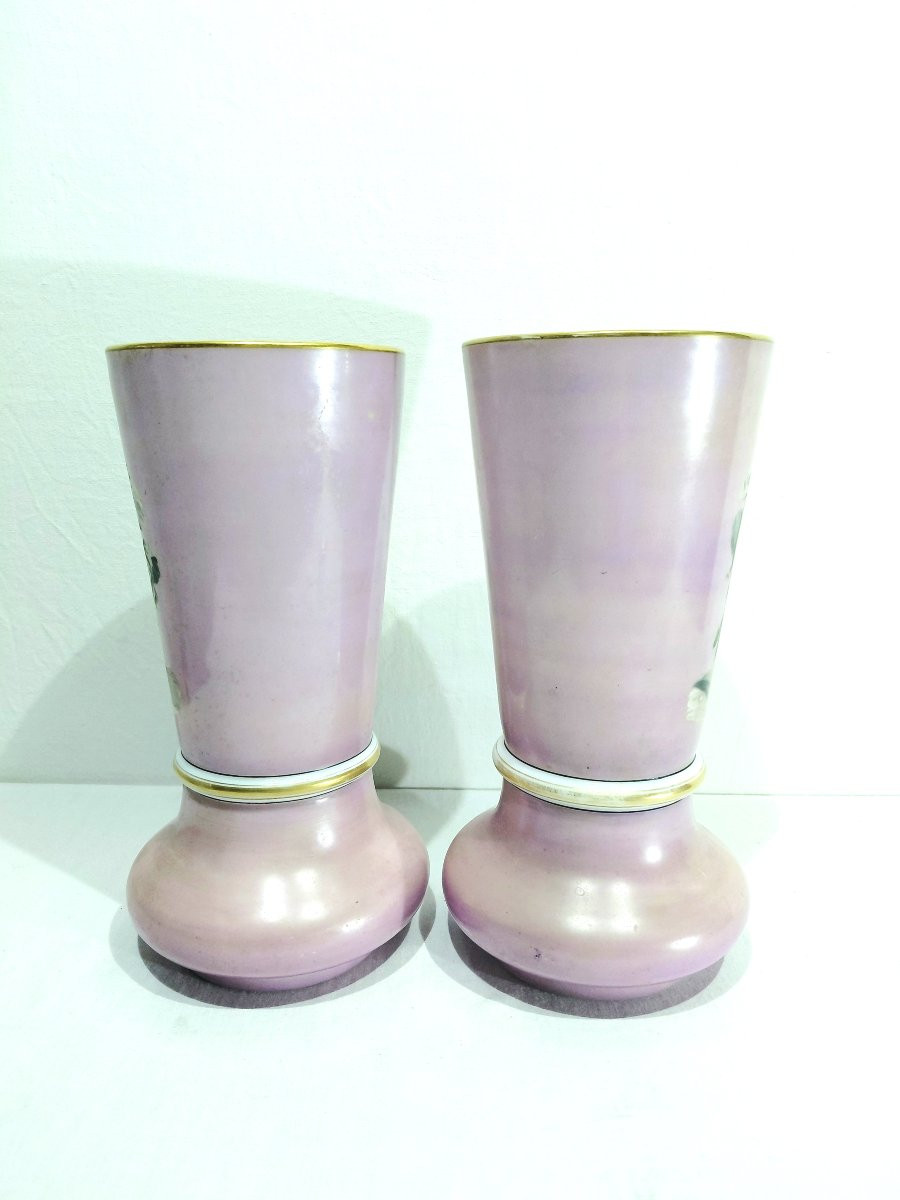 Pair Of Pink Opaline Vases-photo-2