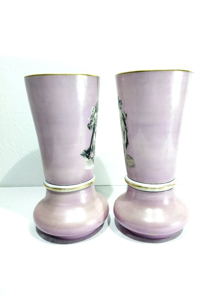 Pair Of Pink Opaline Vases-photo-4