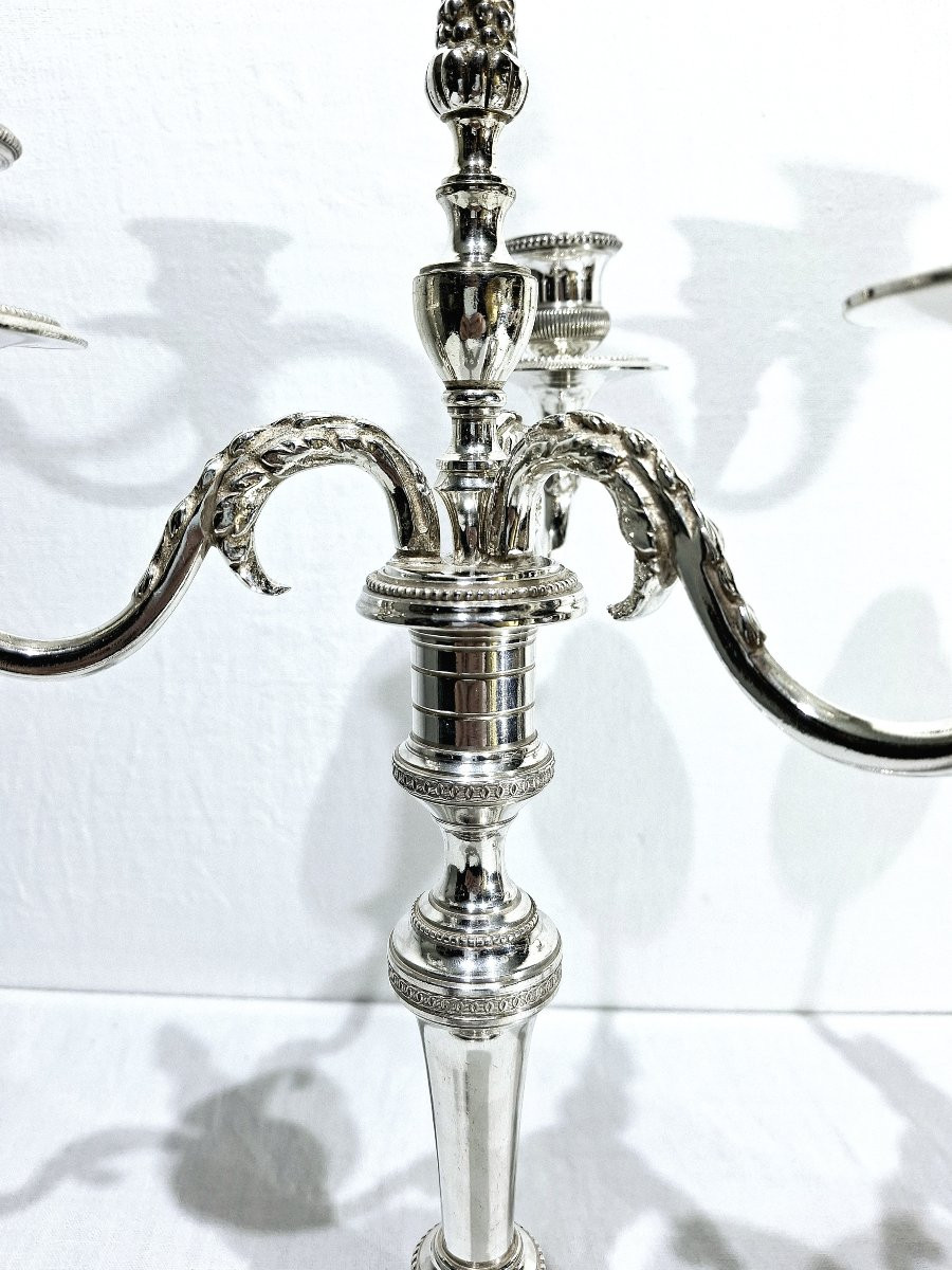 CHRYSALIA - PAIRE DE CANDÉLABRES EN BRONZE ARGENTÉ -photo-3