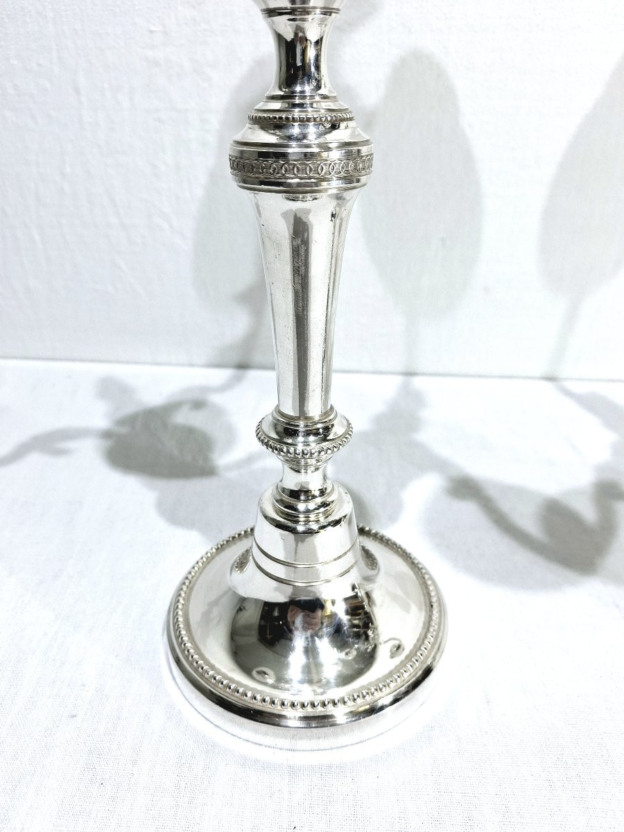 CHRYSALIA - PAIRE DE CANDÉLABRES EN BRONZE ARGENTÉ -photo-4