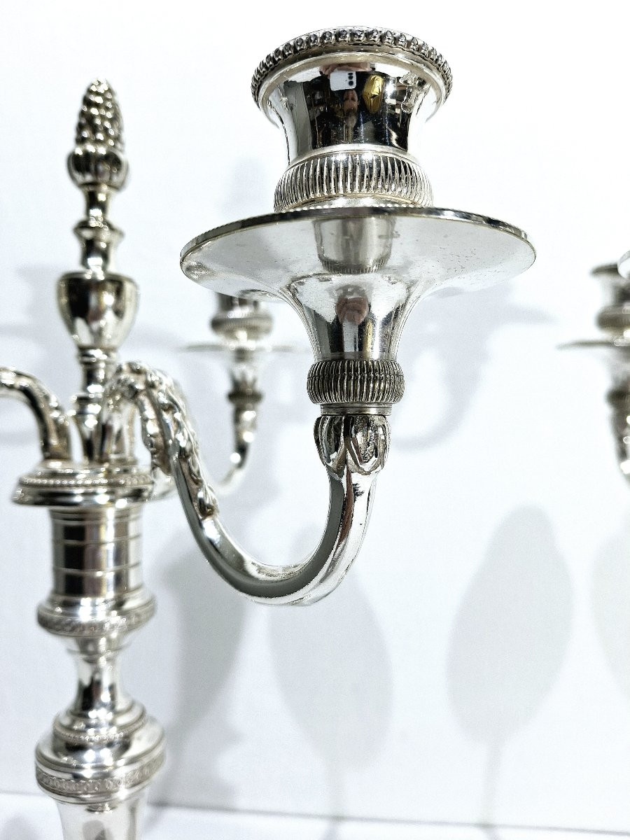 CHRYSALIA - PAIRE DE CANDÉLABRES EN BRONZE ARGENTÉ -photo-2