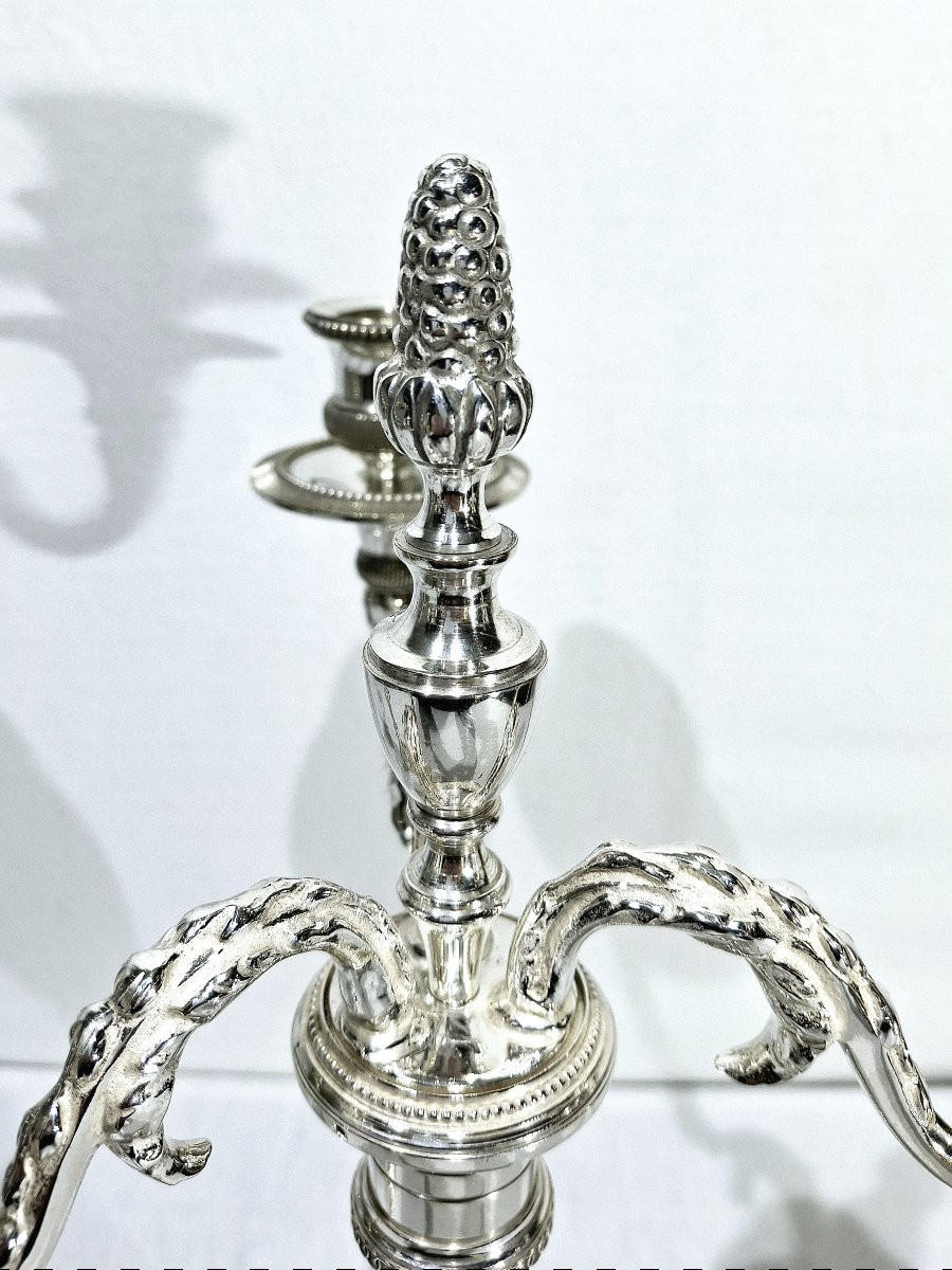CHRYSALIA - PAIRE DE CANDÉLABRES EN BRONZE ARGENTÉ -photo-3