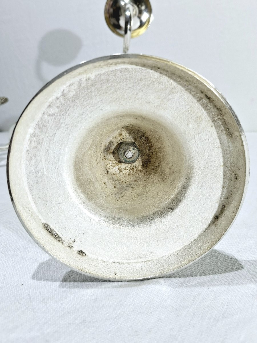 CHRYSALIA - PAIRE DE CANDÉLABRES EN BRONZE ARGENTÉ -photo-4