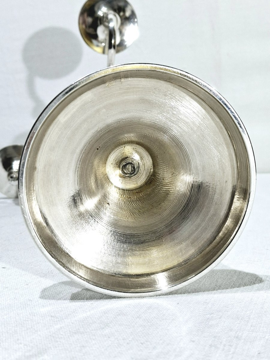 CHRYSALIA - PAIRE DE CANDÉLABRES EN BRONZE ARGENTÉ -photo-5