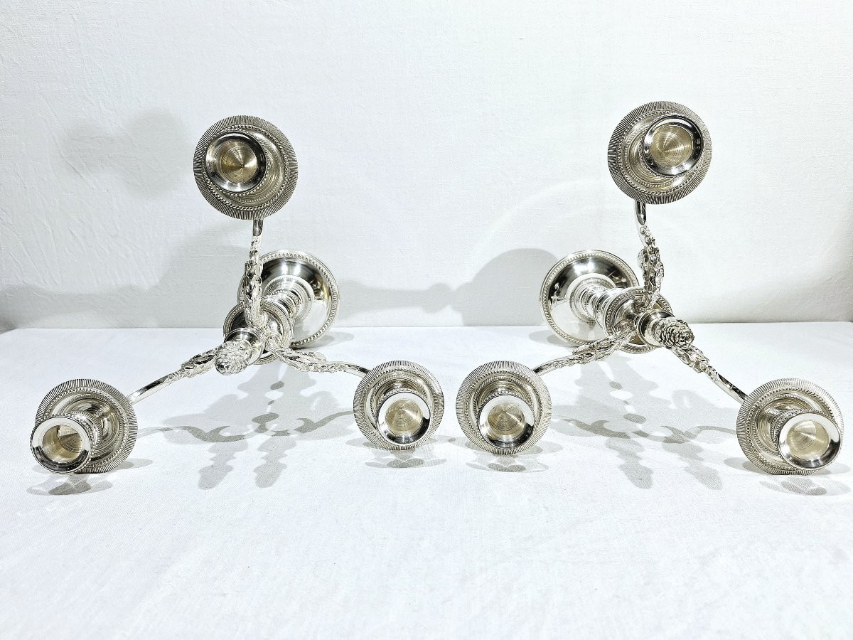 CHRYSALIA - PAIRE DE CANDÉLABRES EN BRONZE ARGENTÉ -photo-7