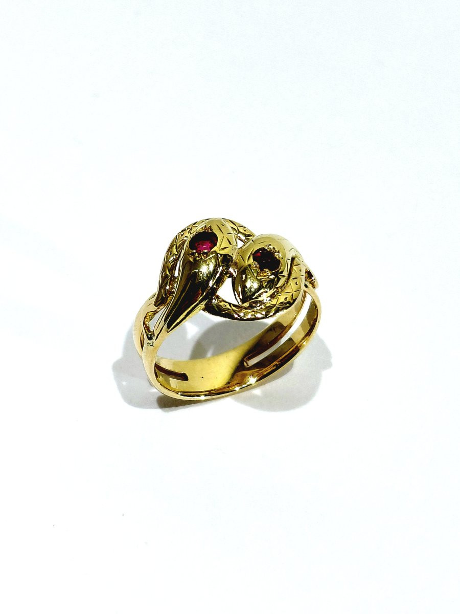 Bague serpent en or et rubis-photo-2