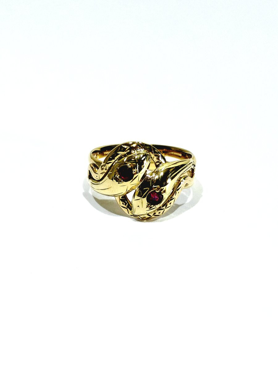 Bague serpent en or et rubis-photo-3