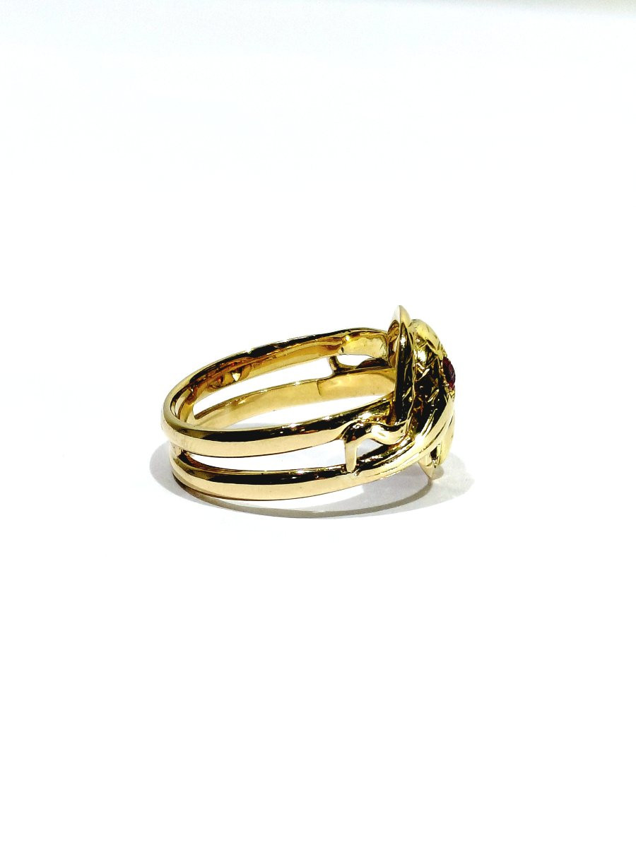 Bague serpent en or et rubis-photo-2
