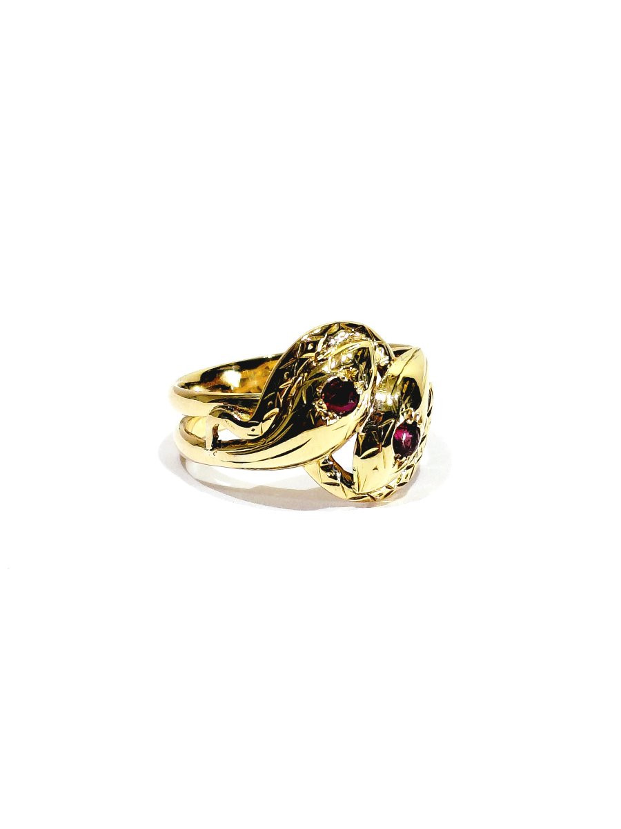 Bague serpent en or et rubis-photo-3