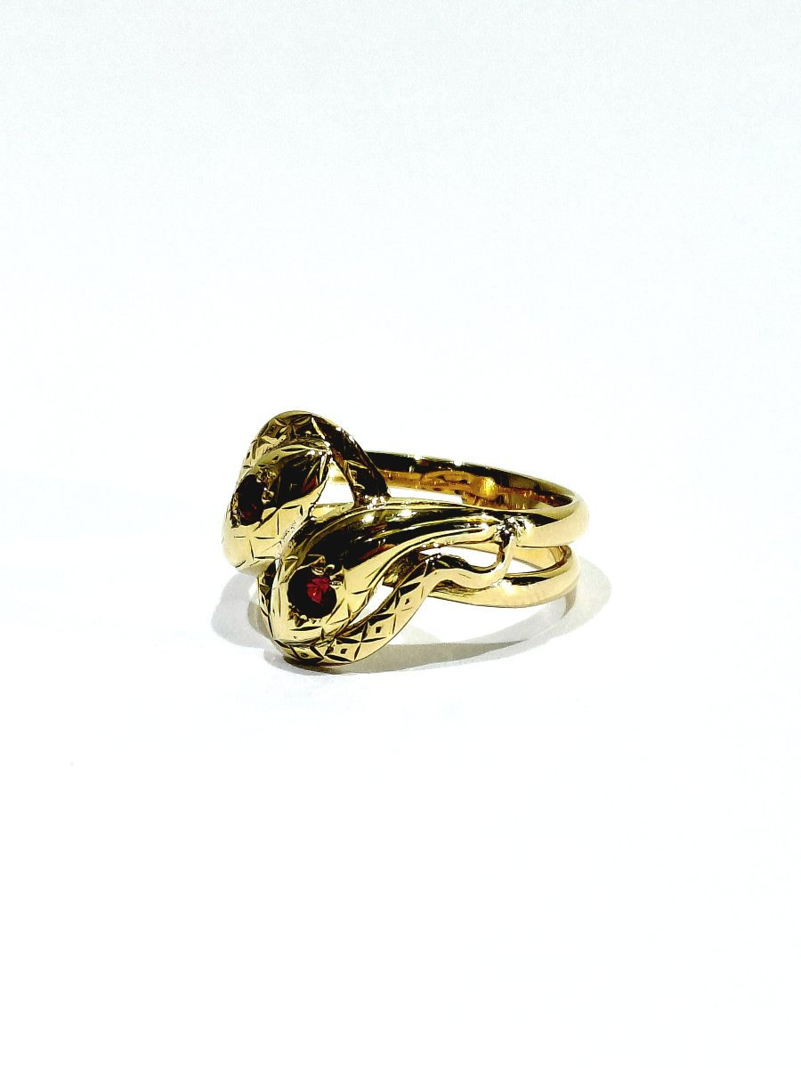 Bague serpent en or et rubis-photo-4