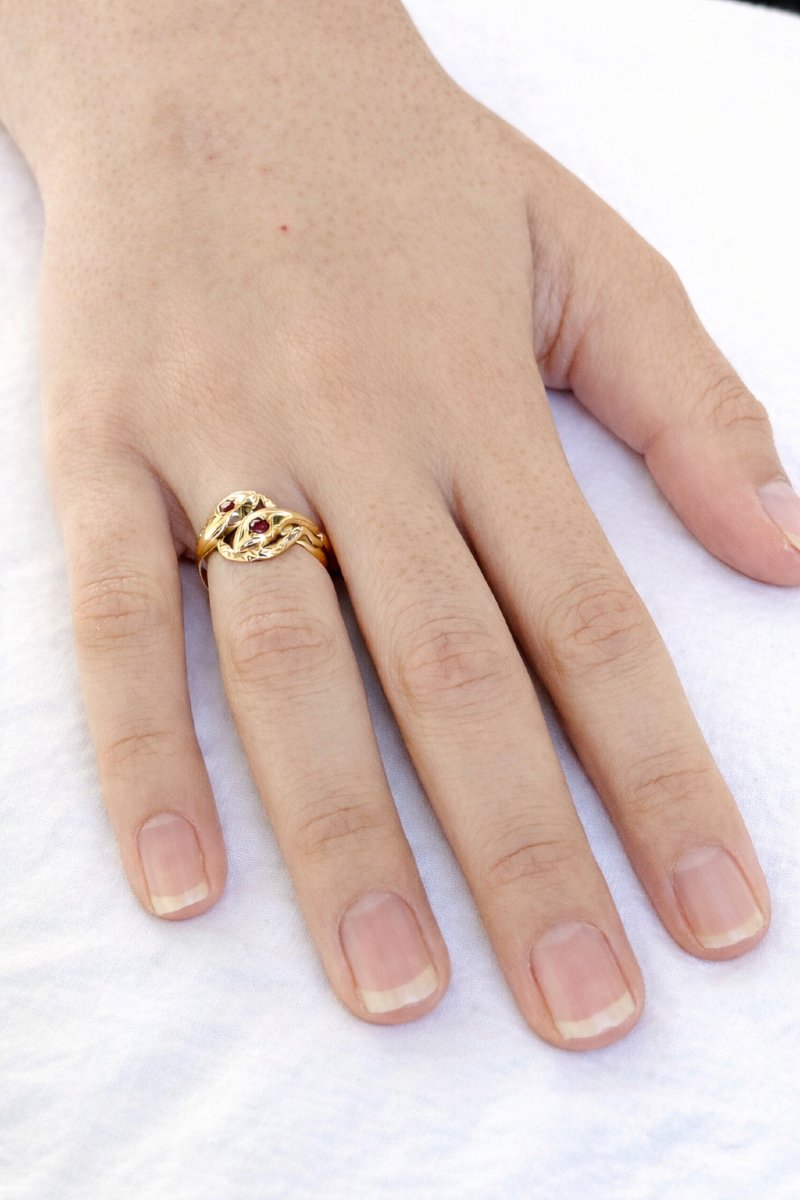 Bague serpent en or et rubis-photo-6