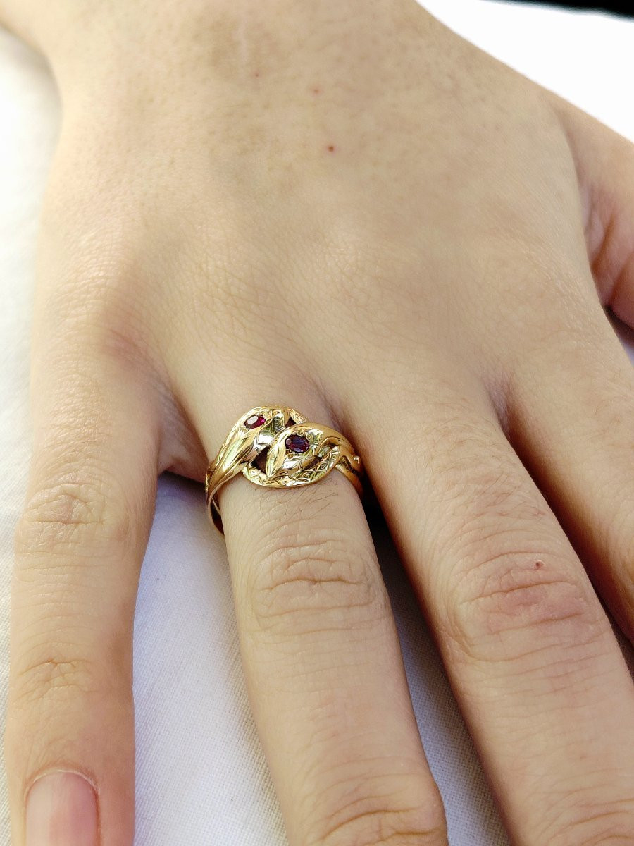 Bague serpent en or et rubis-photo-7