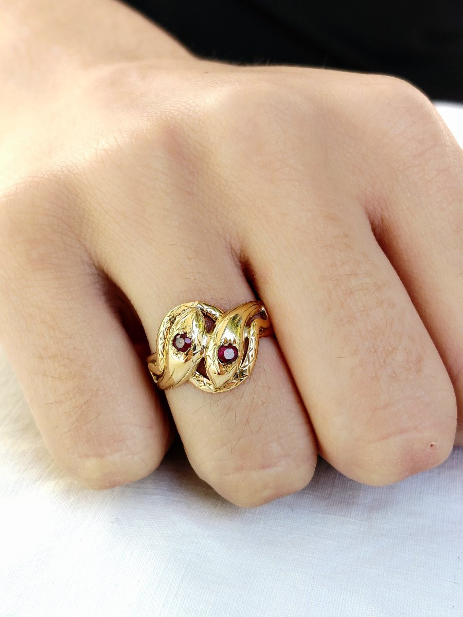 Bague serpent en or et rubis-photo-8
