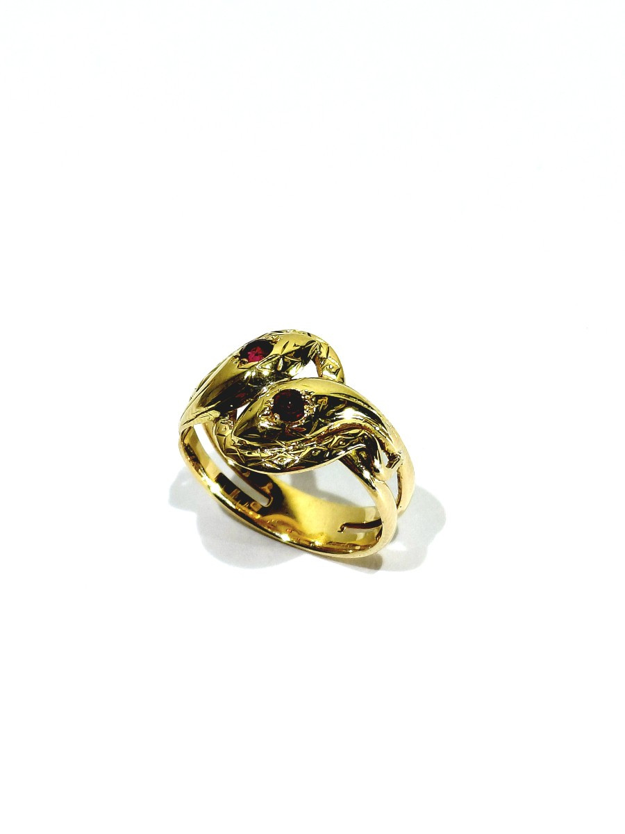 Bague serpent en or et rubis