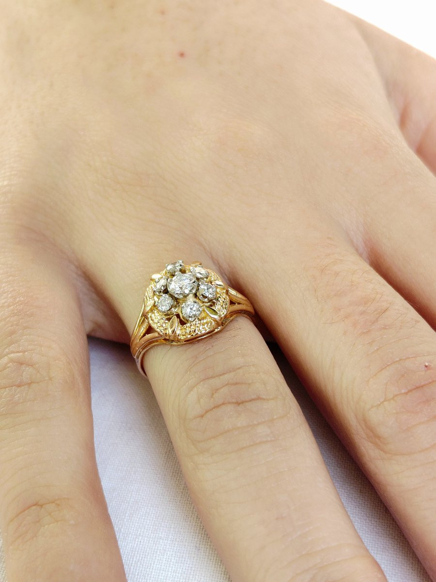 Bague or rose 18 carats et diamants-photo-7