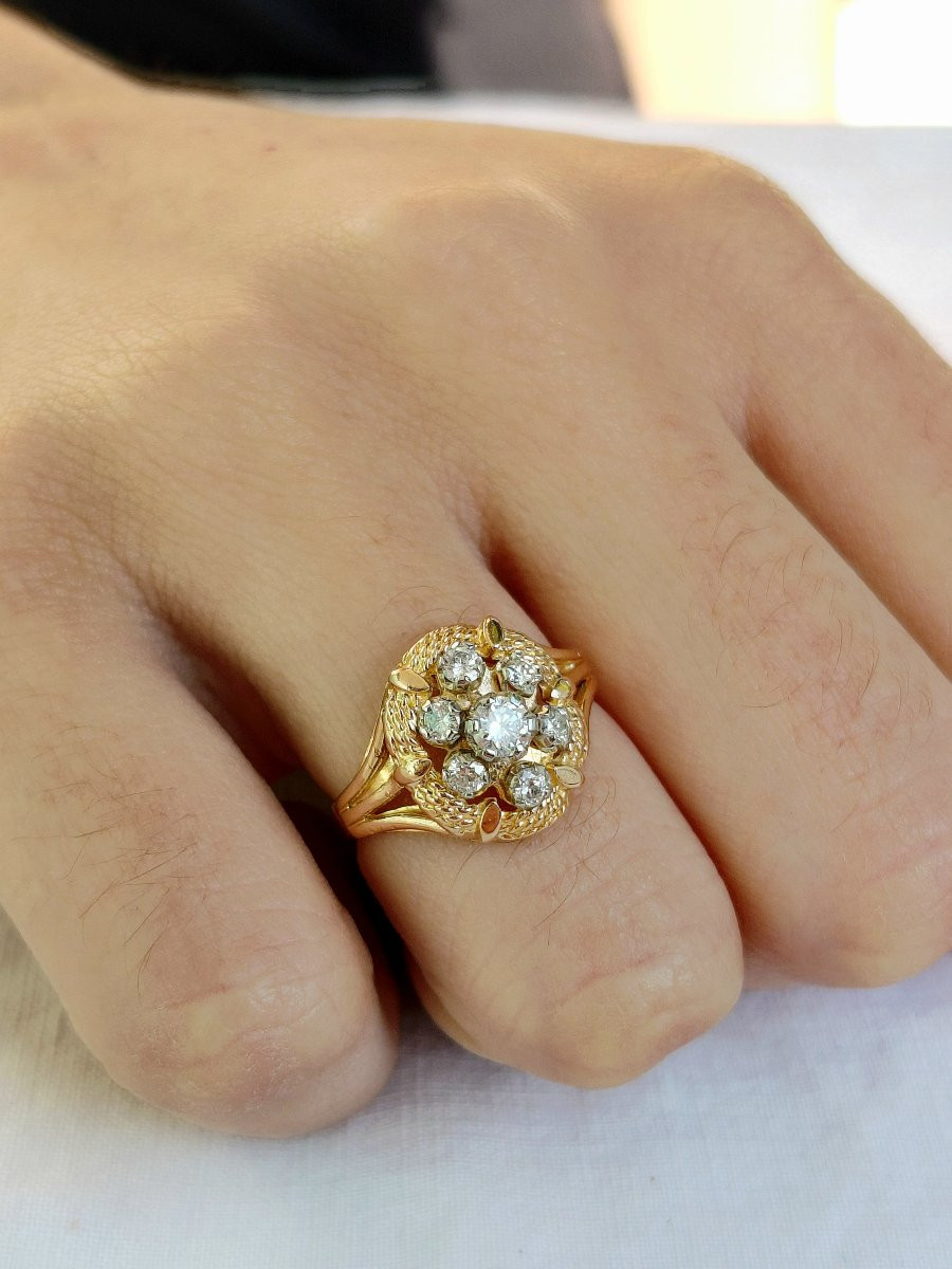 Bague or rose 18 carats et diamants-photo-8