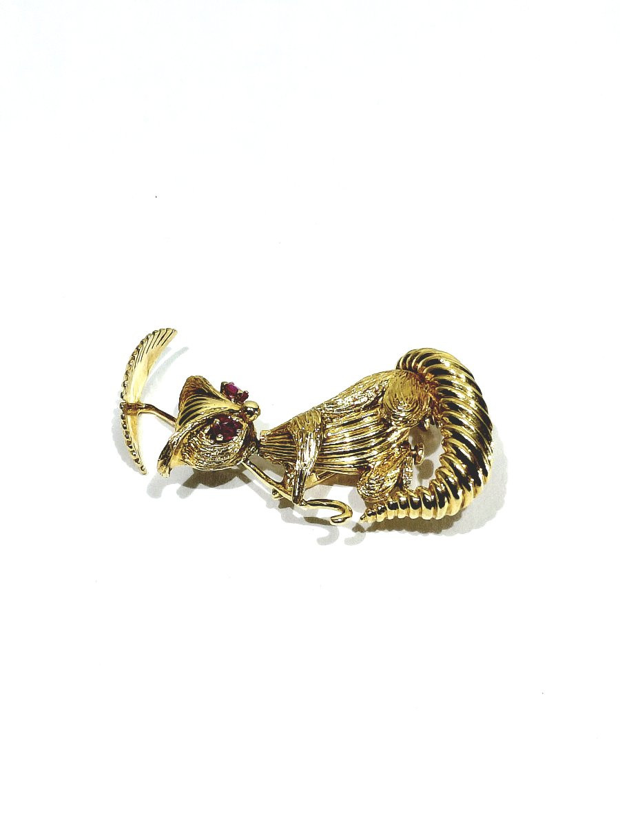 Gold Squirrel System Brooch-photo-2