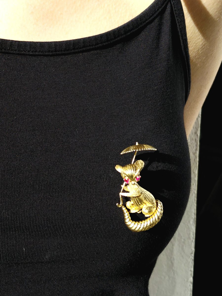 Gold Squirrel System Brooch-photo-7
