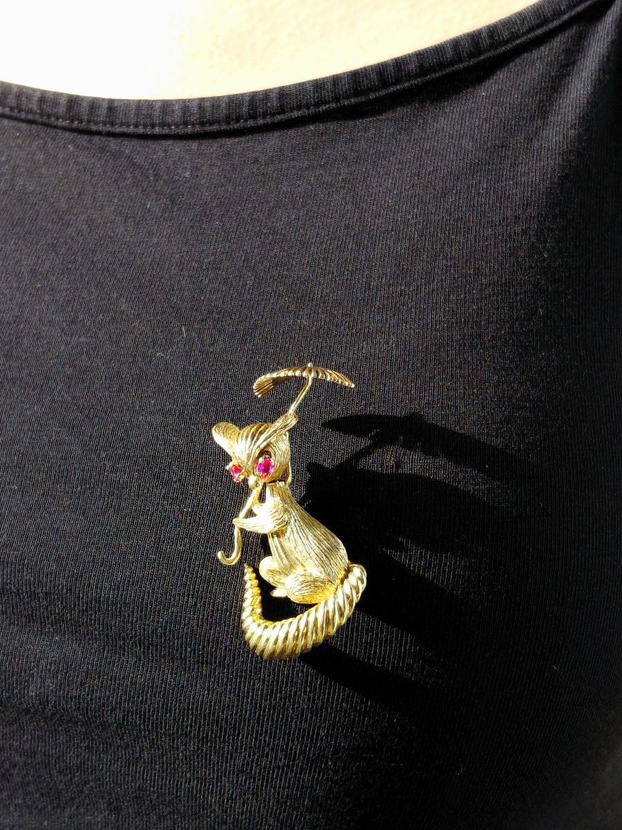 Gold Squirrel System Brooch-photo-8