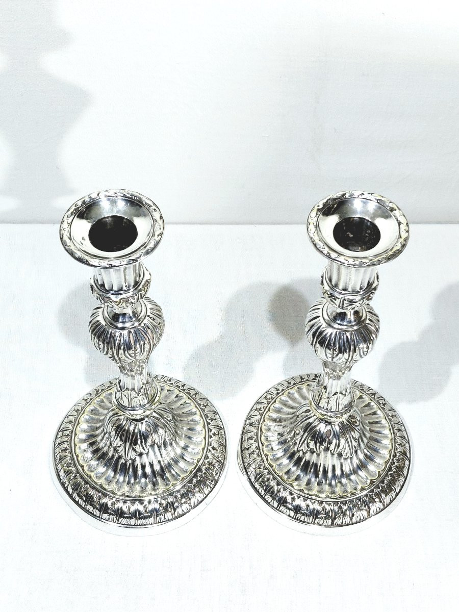 Pair Of Silver-plated Bronze Torches-photo-3