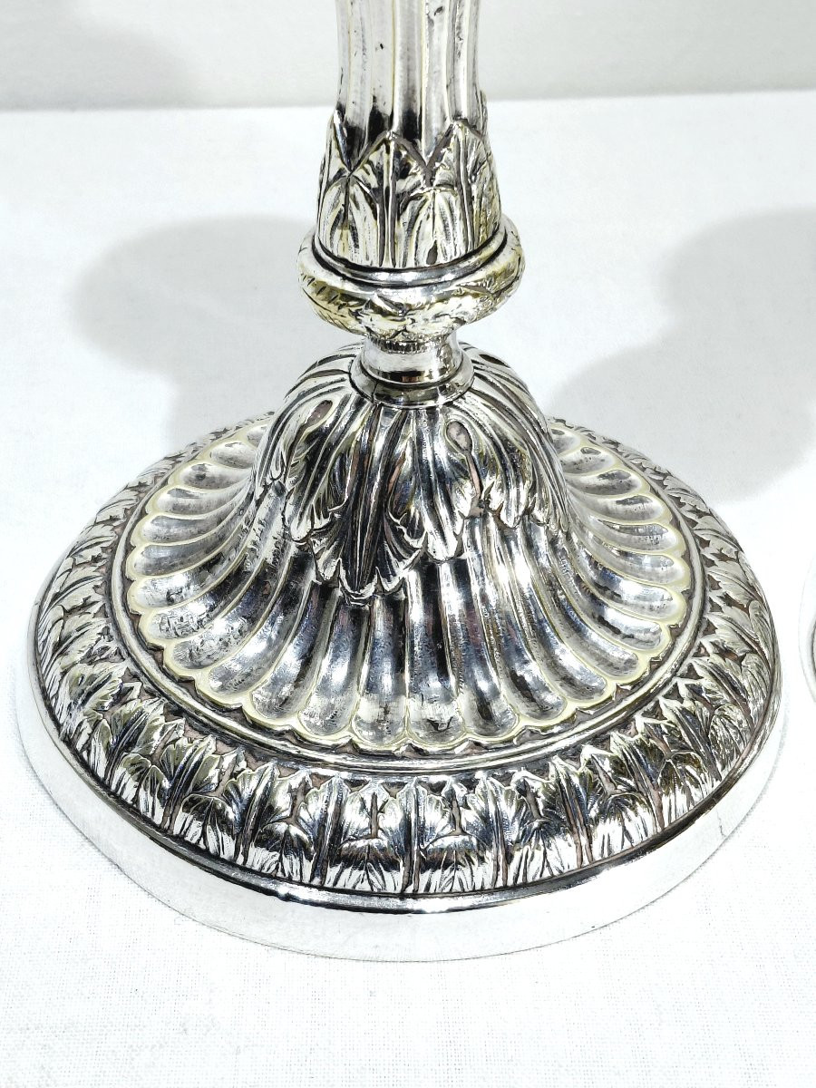 Pair Of Silver-plated Bronze Torches-photo-4