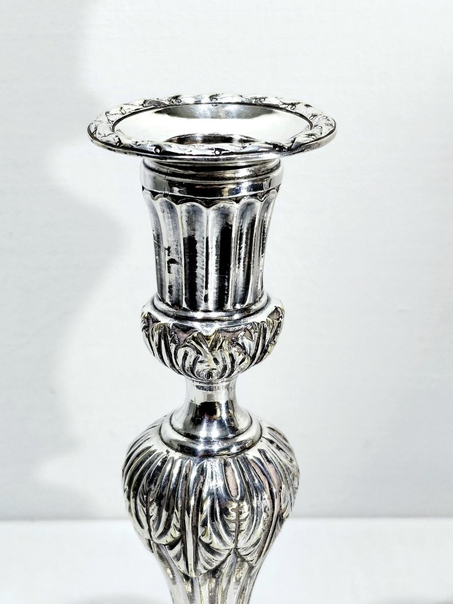 Pair Of Silver-plated Bronze Torches-photo-1