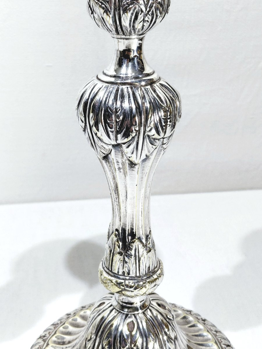 Pair Of Silver-plated Bronze Torches-photo-4