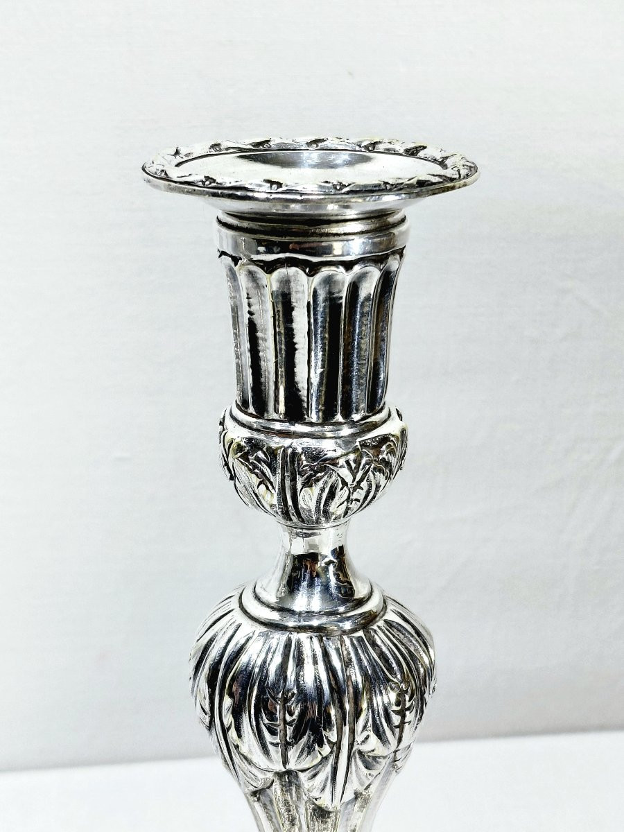 Pair Of Silver-plated Bronze Torches-photo-5