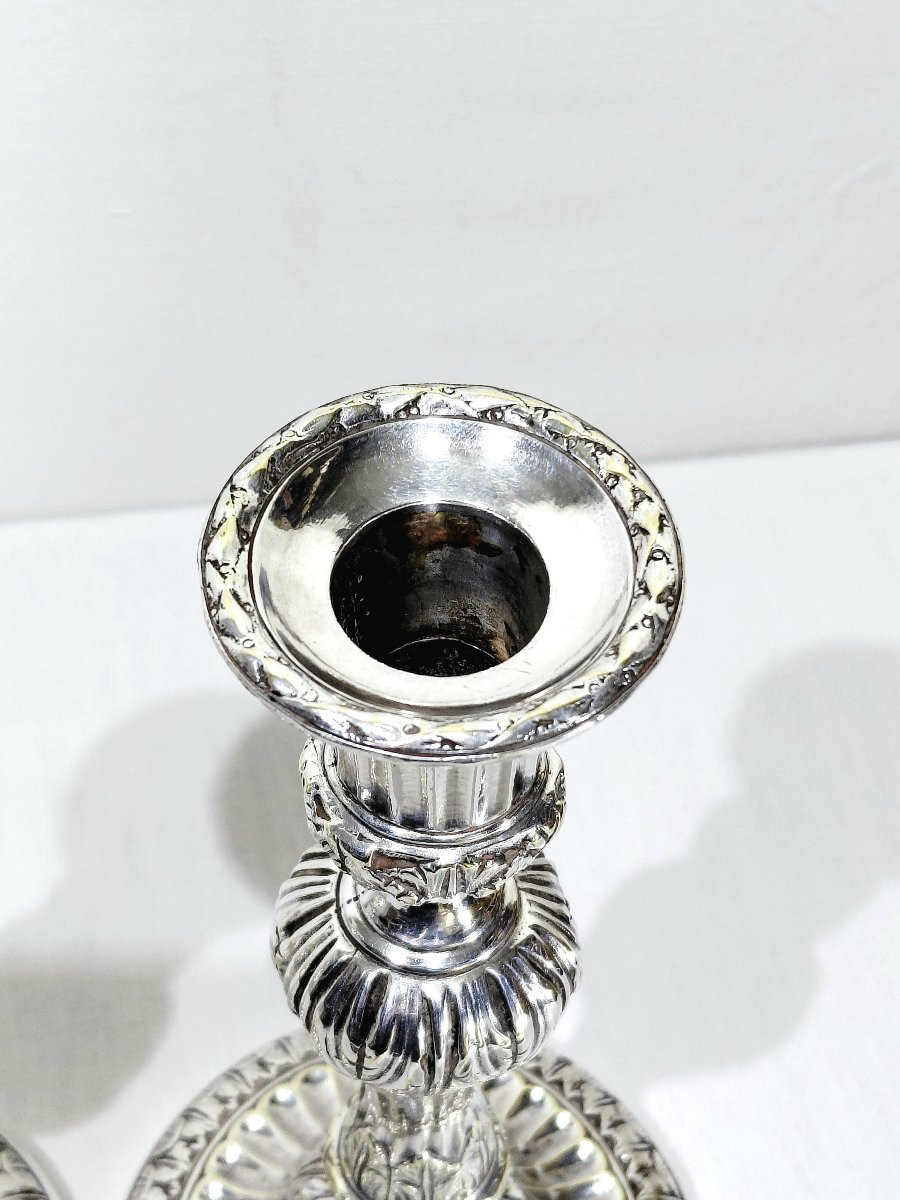 Pair Of Silver-plated Bronze Torches-photo-6