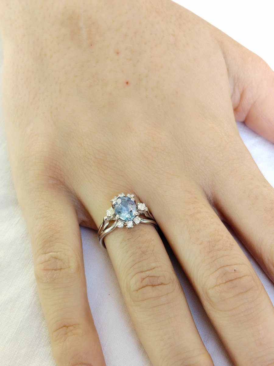 Ring In 18-carat White Gold, Sapphire And Diamonds-photo-7