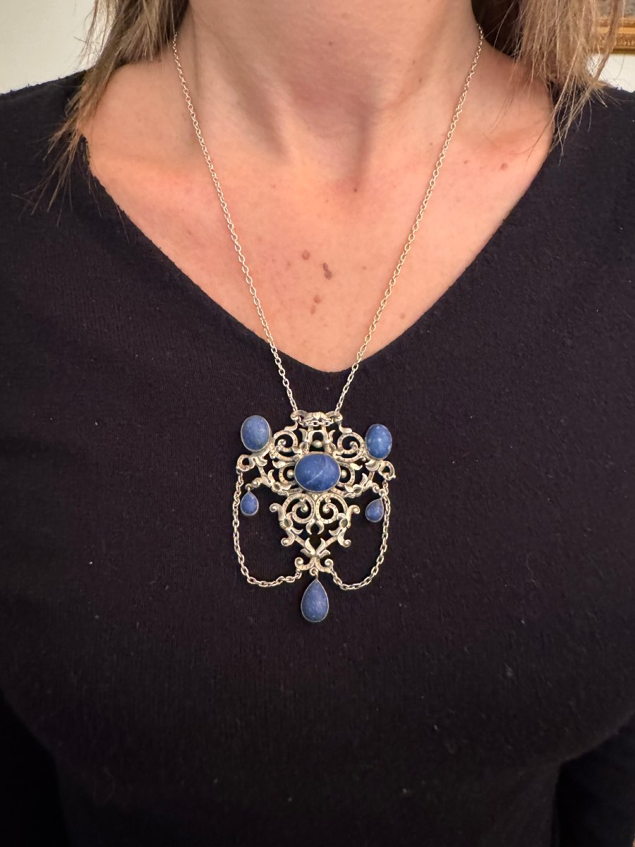 Pendant In Silver And Lapis Lazuli-photo-5