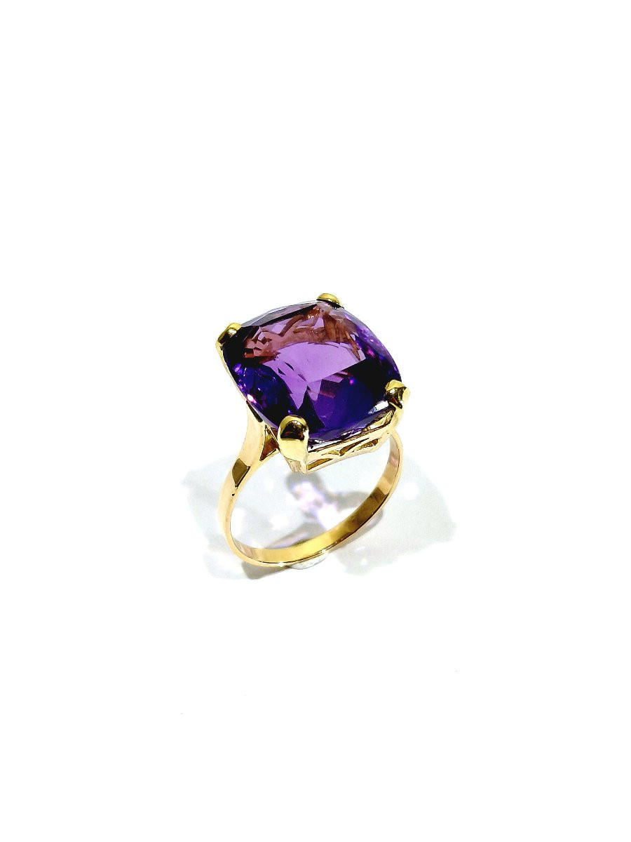 Bague en or rose 18 carats Améthyste “coussin”-photo-2