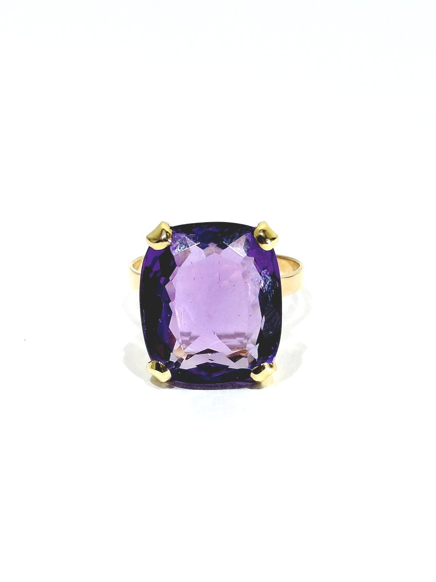 Bague en or rose 18 carats Améthyste “coussin”-photo-3