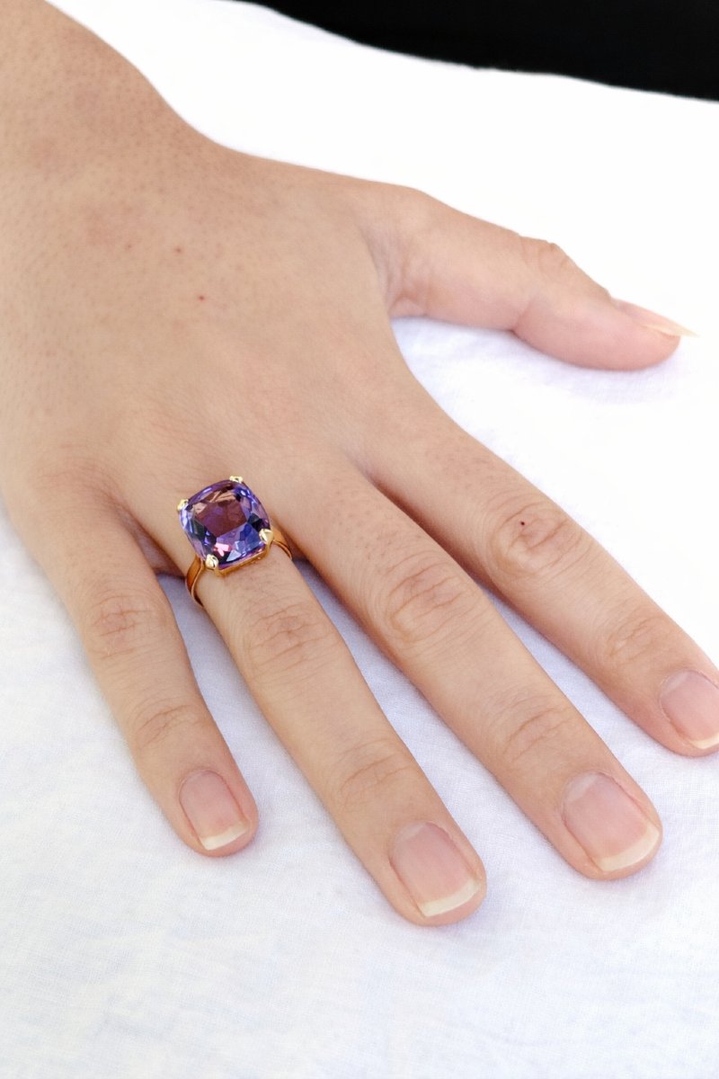 Bague en or rose 18 carats Améthyste “coussin”-photo-6