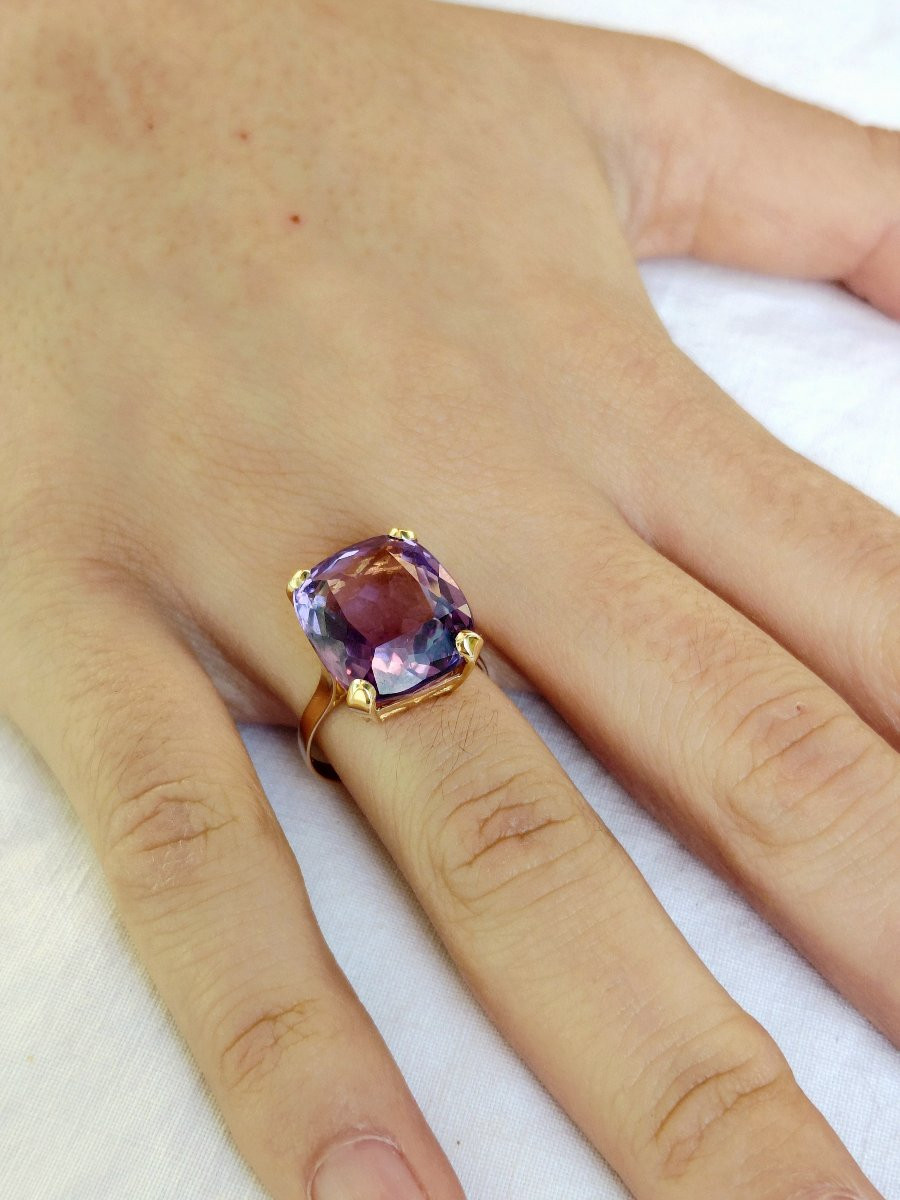 Bague en or rose 18 carats Améthyste “coussin”-photo-7