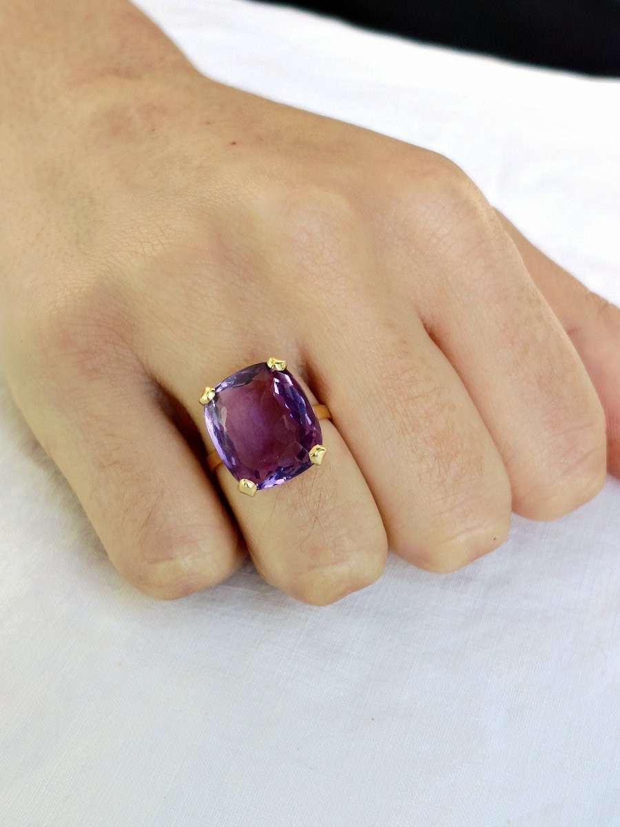 Bague en or rose 18 carats Améthyste “coussin”-photo-8