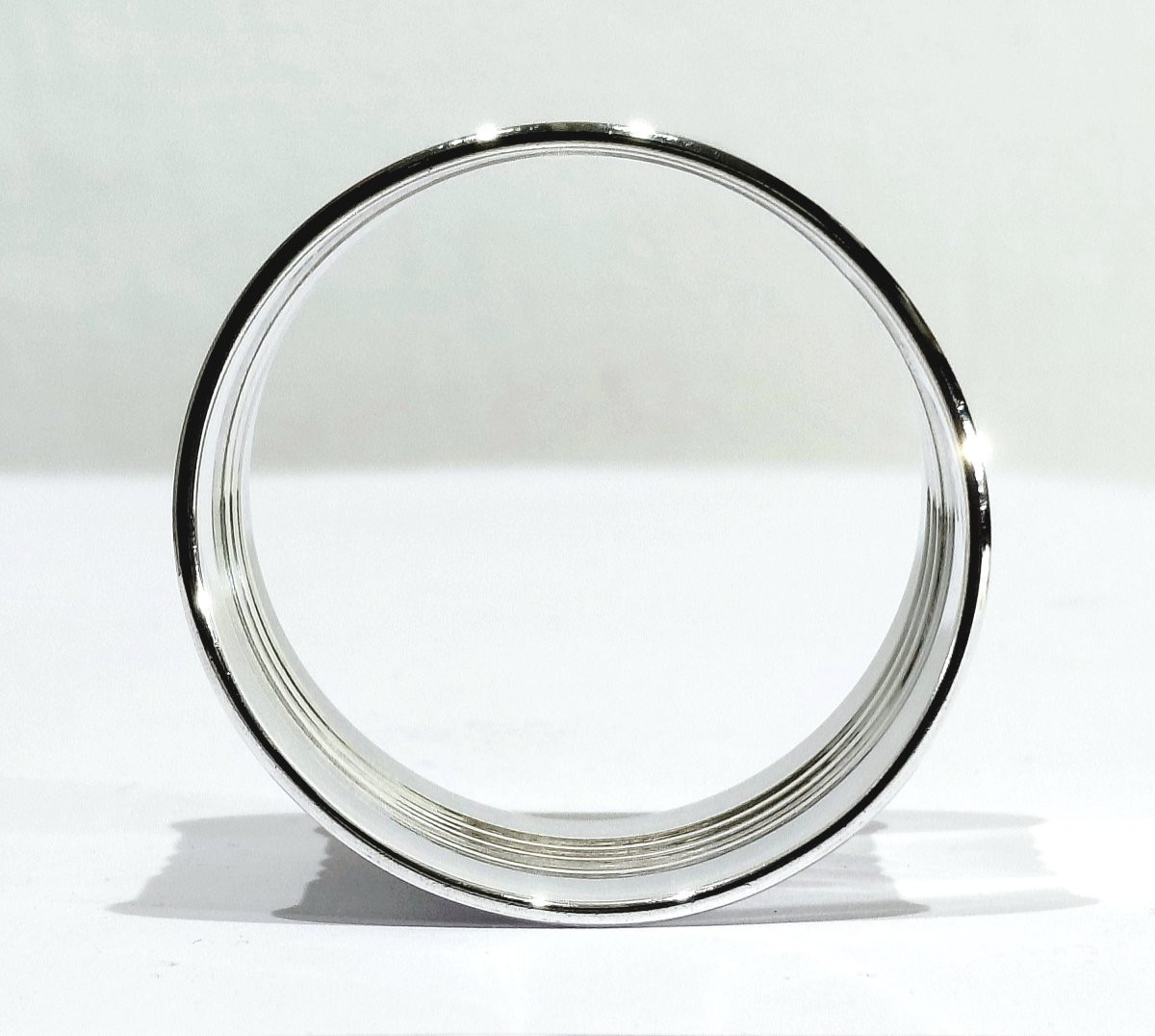 Massive Silver Napkin Ring With Streaks Design-photo-5