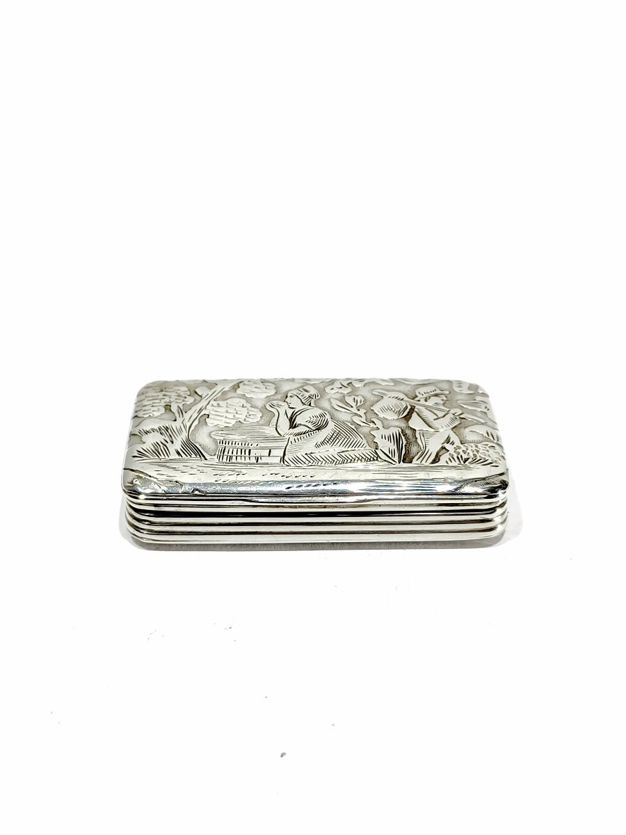 Tabatière En Argent Scène Champêtre-photo-1