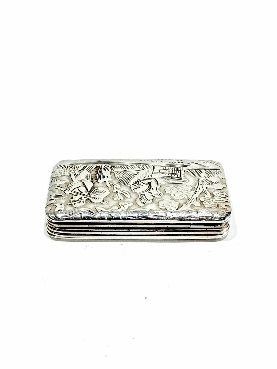 Tabatière En Argent Scène Champêtre-photo-3