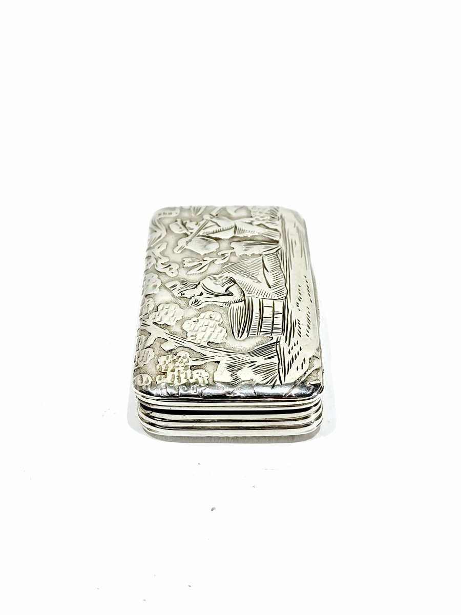 Tabatière En Argent Scène Champêtre-photo-4