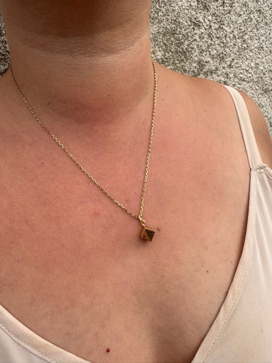 PENDENTIF DÉ EN OR -photo-7