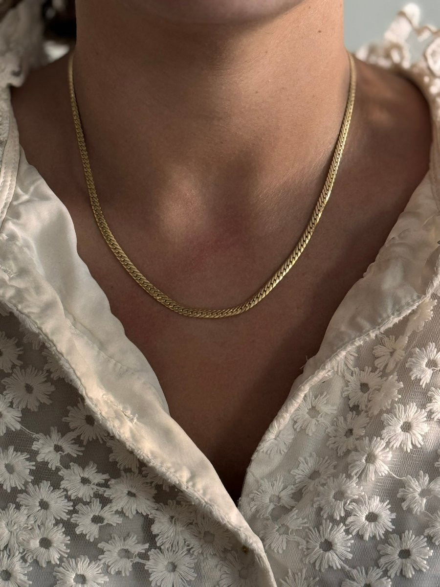 Gold Necklace In English Knit-photo-7